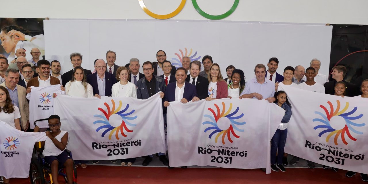 Rio-Niterói 2031 apresentam a logomarca da candidatura conjunta para a sede dos Jogos Pan-Americanos e Parapan-Americanos