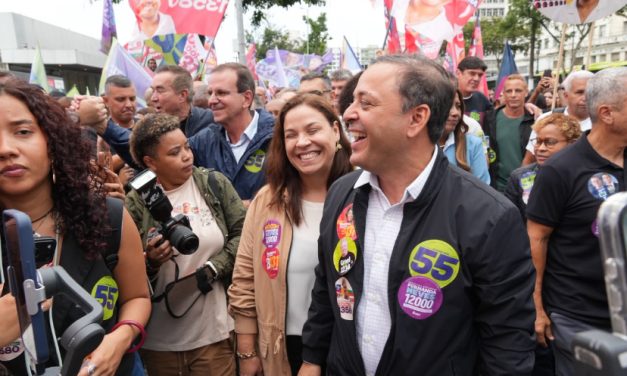 Eduardo Paes visita Niterói em agenda no Estaleiro Mauá, ao lado do prefeito Rodrigo Neves e lideranças estaduais
